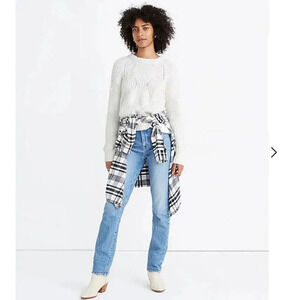 Madewell Women’s Sweater Everett Rib-Play Cable Knit Pullover XXL New